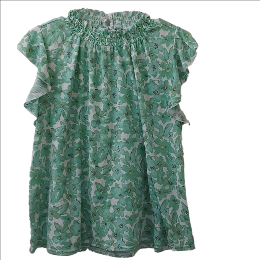 Melloday Green flower pattern shirt